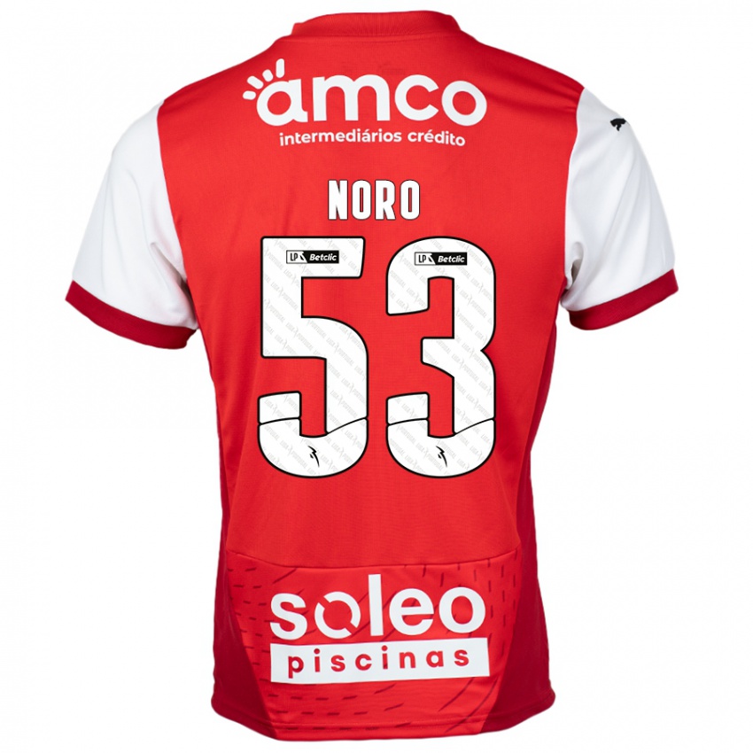 Kinderen Jonatás Noro #53 Rood Wit Thuisshirt Thuistenue 2024/25 T-Shirt