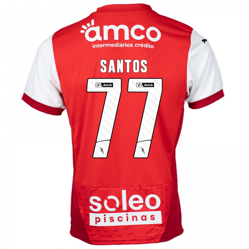 Kinderen Edu Santos #77 Rood Wit Thuisshirt Thuistenue 2024/25 T-Shirt