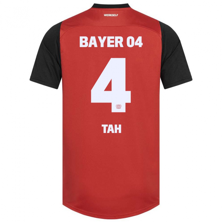 Kinderen Jonathan Tah #4 Rood Zwart Thuisshirt Thuistenue 2024/25 T-Shirt