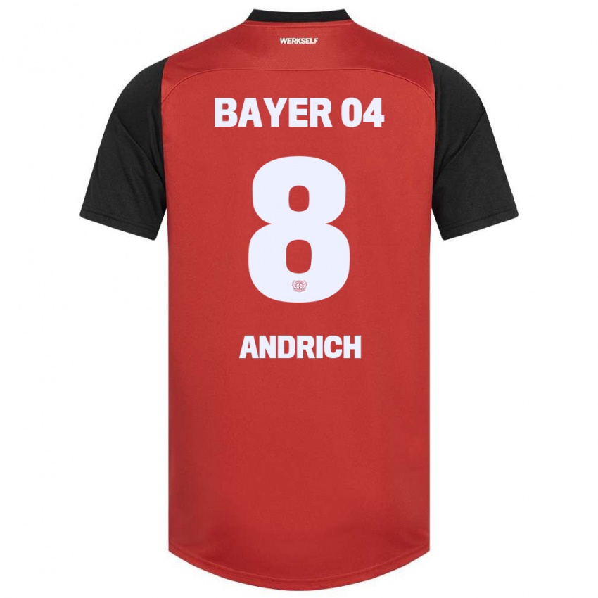 Kinderen Robert Andrich #8 Rood Zwart Thuisshirt Thuistenue 2024/25 T-Shirt