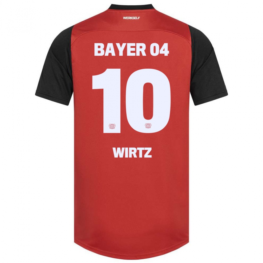 Kinderen Florian Wirtz #10 Rood Zwart Thuisshirt Thuistenue 2024/25 T-Shirt