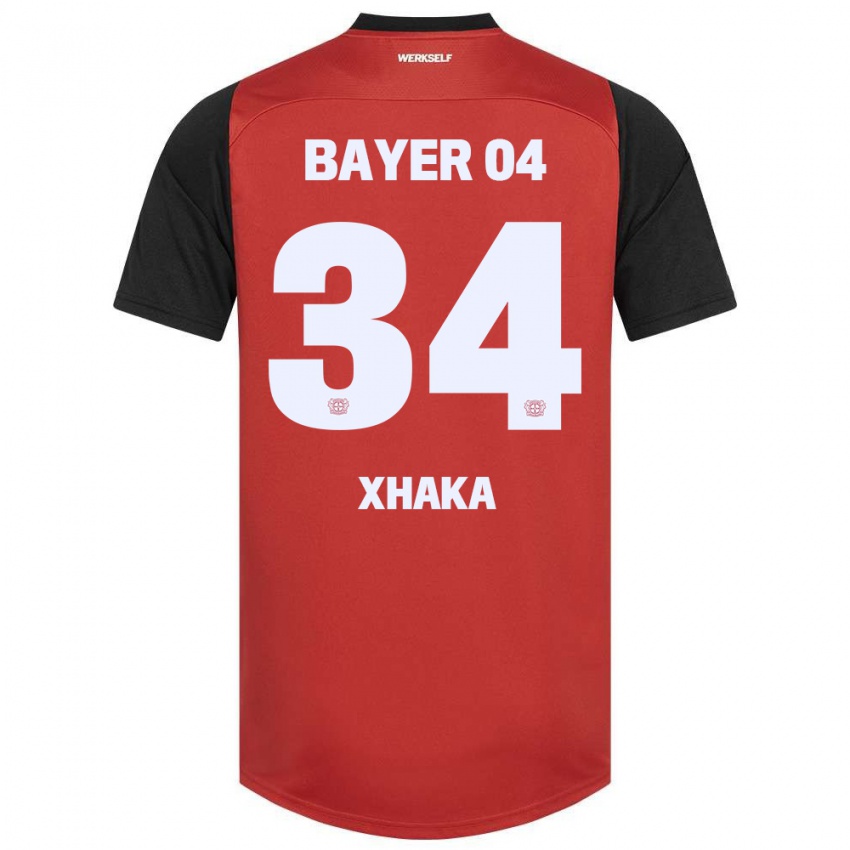 Kinderen Granit Xhaka #34 Rood Zwart Thuisshirt Thuistenue 2024/25 T-Shirt