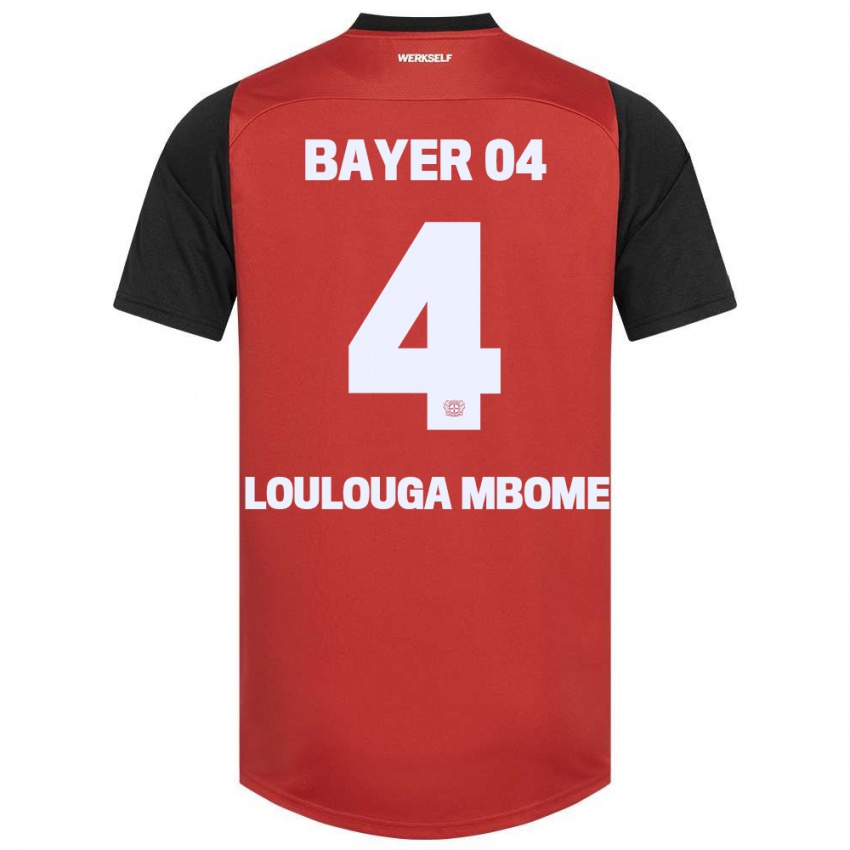 Kinderen Adrien Loulouga Mbome #4 Rood Zwart Thuisshirt Thuistenue 2024/25 T-Shirt