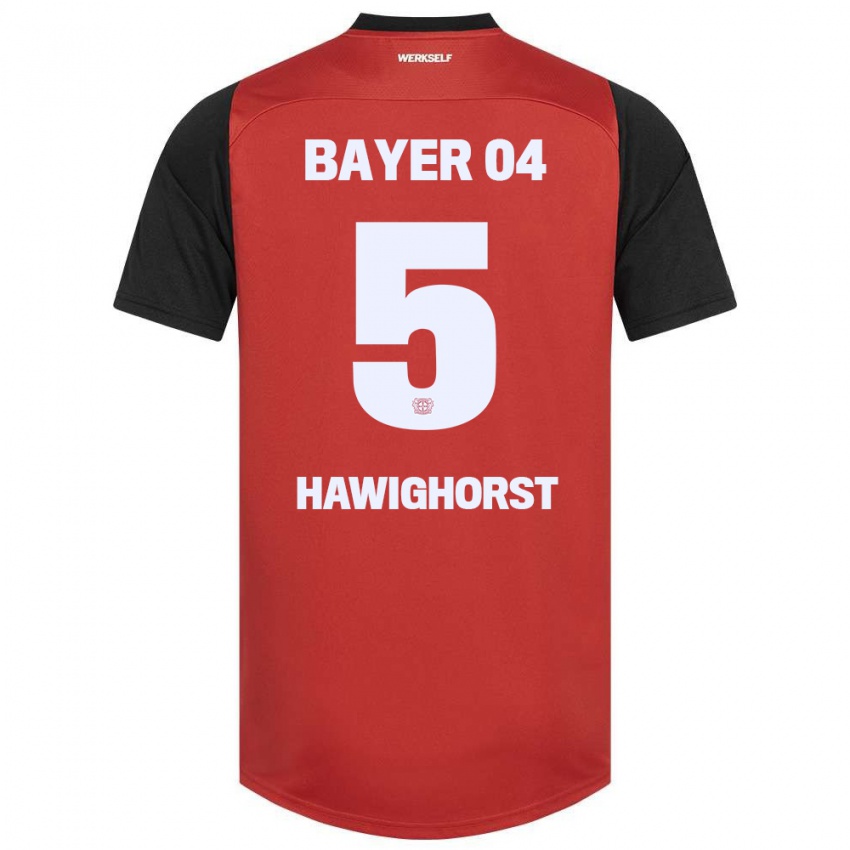 Kinderen Ben Hawighorst #5 Rood Zwart Thuisshirt Thuistenue 2024/25 T-Shirt