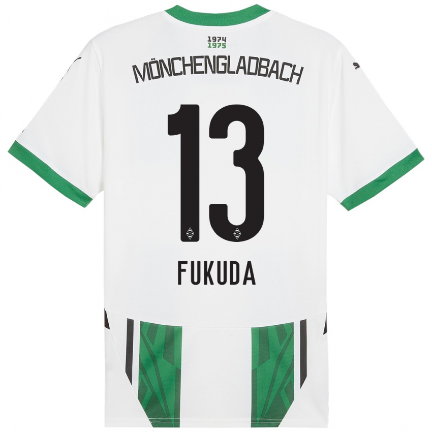 Kinderen Shio Fukuda #13 Wit Groen Thuisshirt Thuistenue 2024/25 T-Shirt