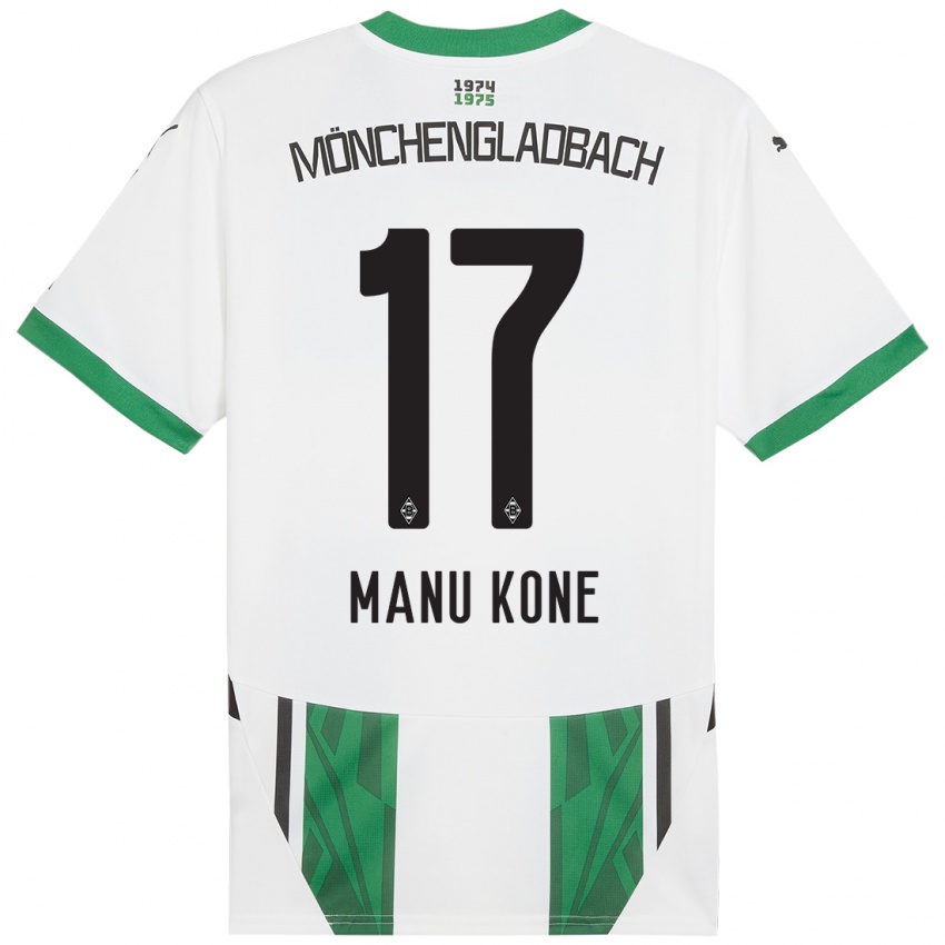 Kinderen Manu Koné #17 Wit Groen Thuisshirt Thuistenue 2024/25 T-Shirt