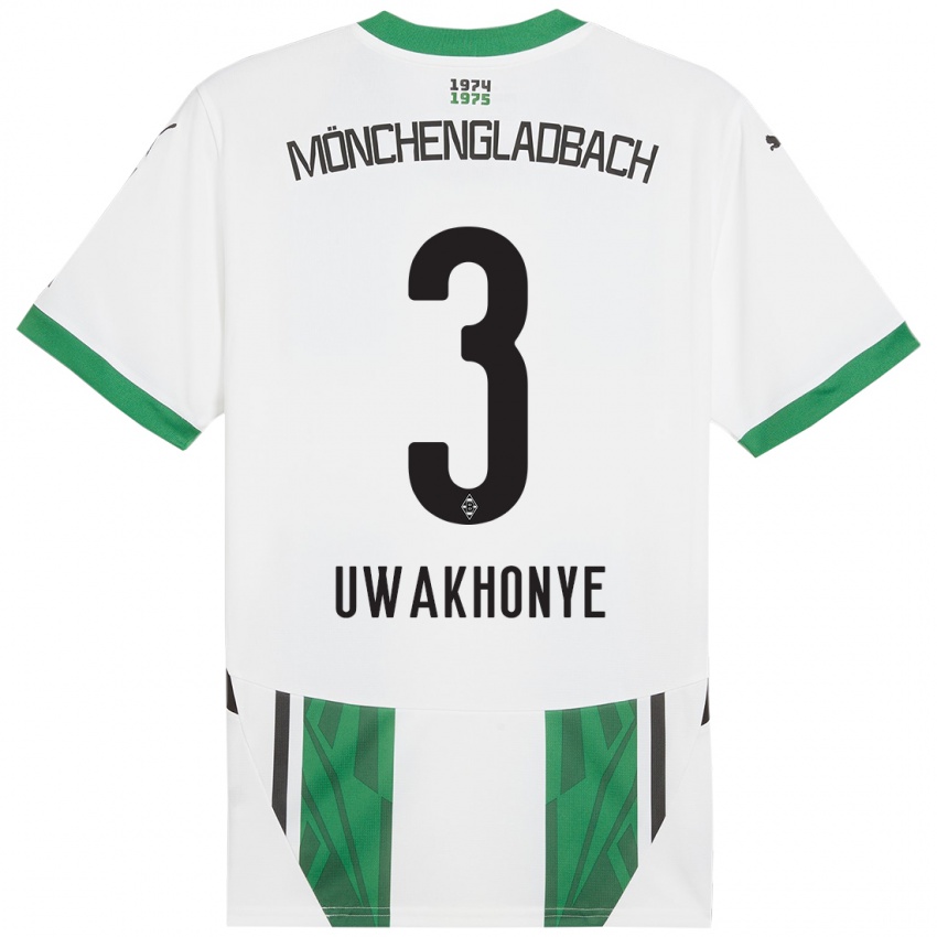 Kinderen Joshua Uwakhonye #3 Wit Groen Thuisshirt Thuistenue 2024/25 T-Shirt