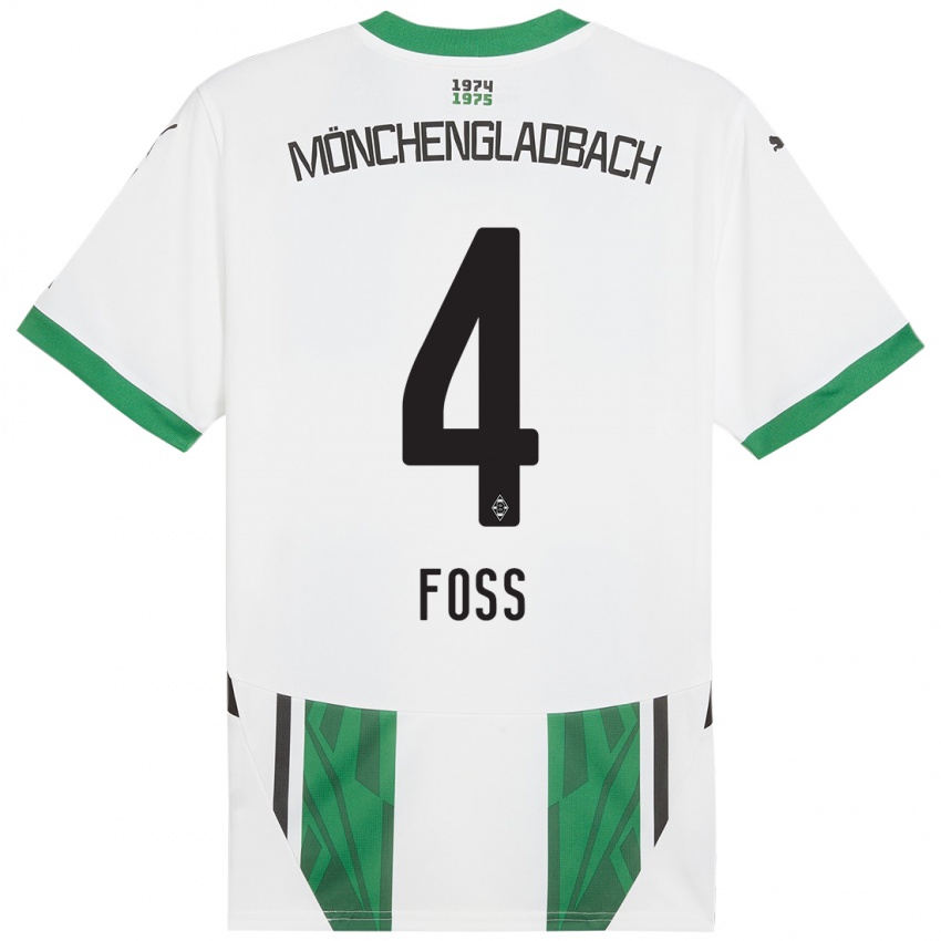 Kinderen Jonathan Foss #4 Wit Groen Thuisshirt Thuistenue 2024/25 T-Shirt