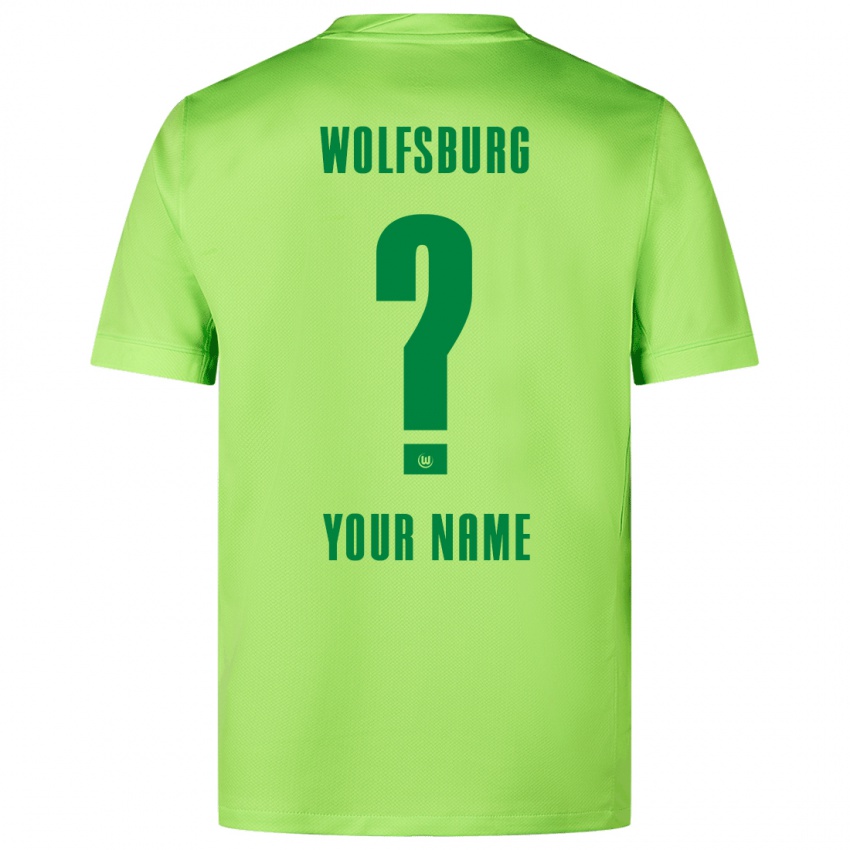 Kinderen Uw Naam #0 Fluorescerend Groen Thuisshirt Thuistenue 2024/25 T-Shirt