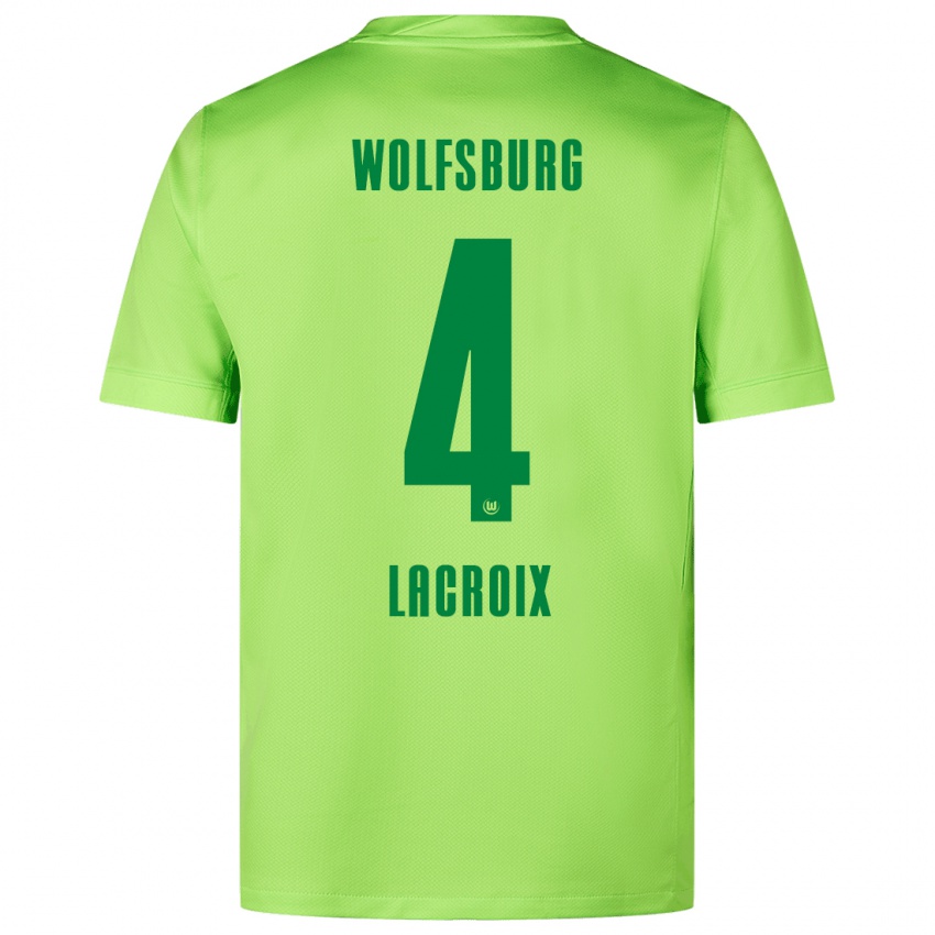 Kinderen Maxence Lacroix #4 Fluorescerend Groen Thuisshirt Thuistenue 2024/25 T-Shirt