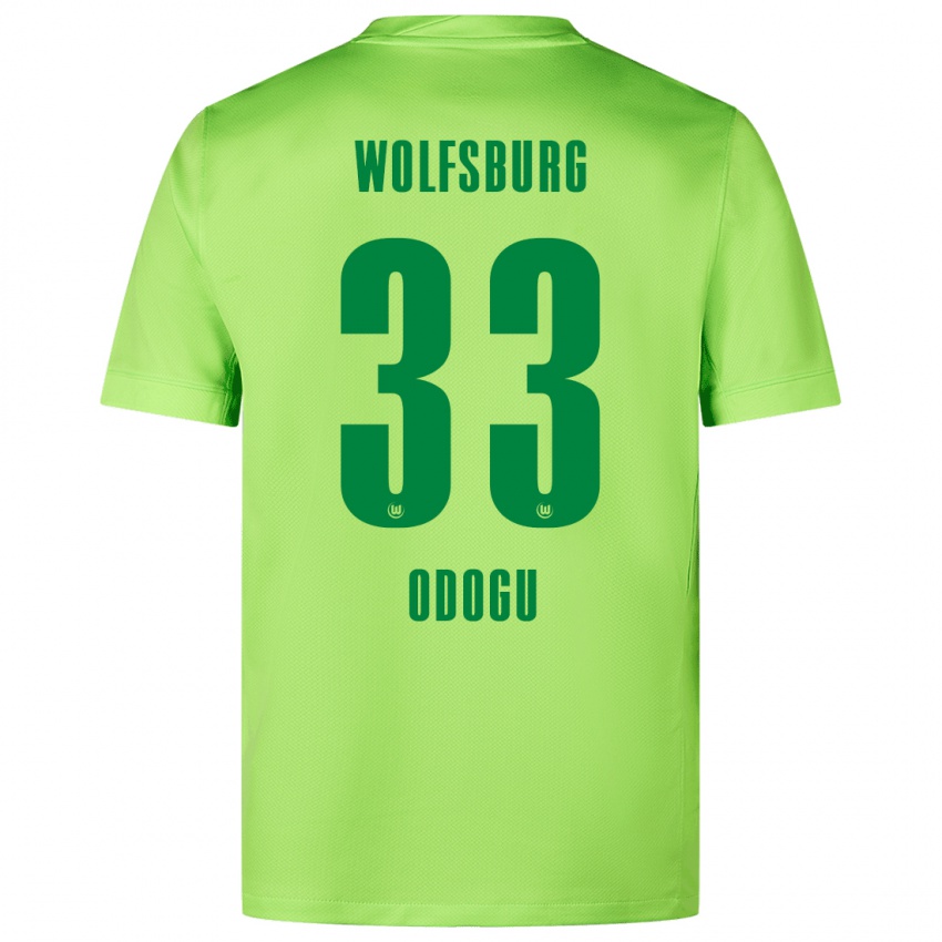 Kinderen David Odogu #33 Fluorescerend Groen Thuisshirt Thuistenue 2024/25 T-Shirt