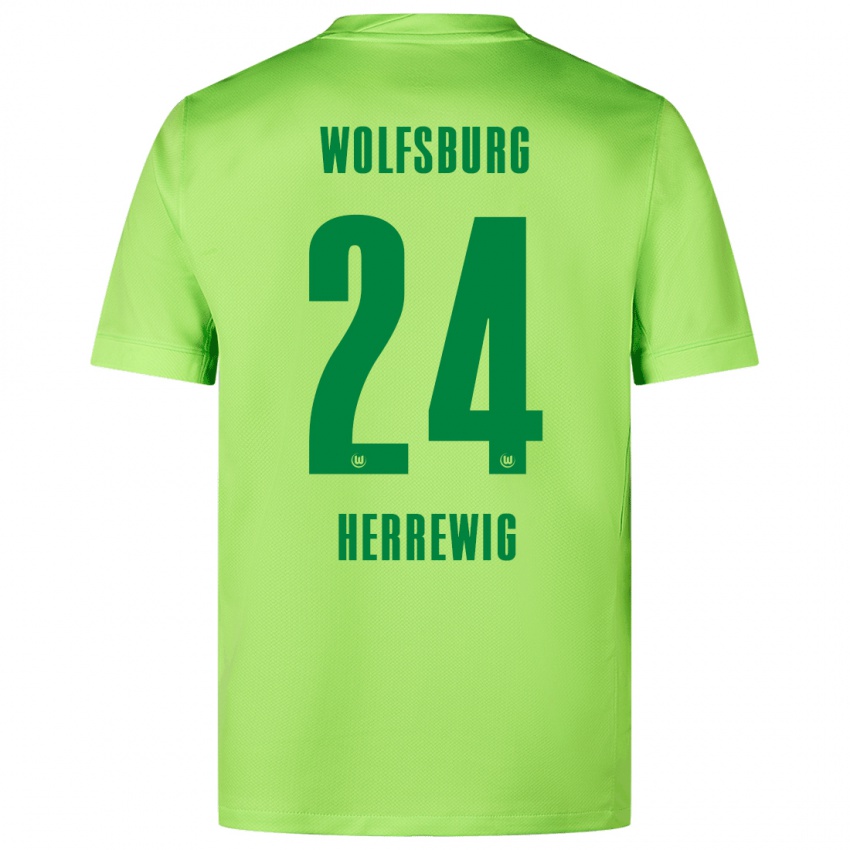 Kinderen Max Herrewig #24 Fluorescerend Groen Thuisshirt Thuistenue 2024/25 T-Shirt