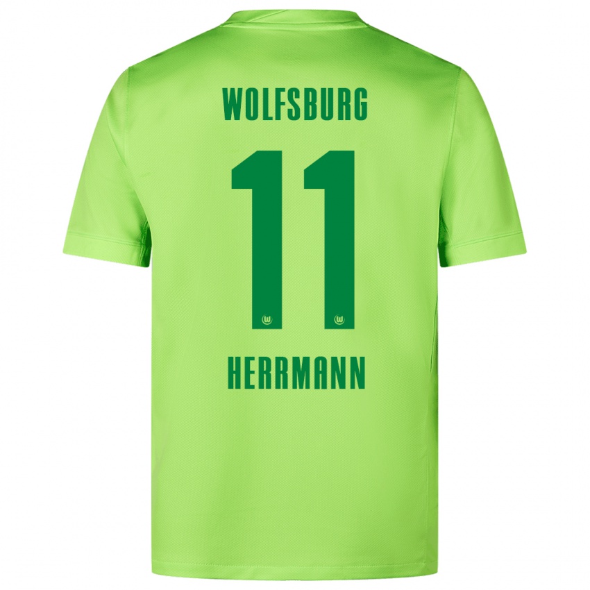 Kinderen Max Herrmann #11 Fluorescerend Groen Thuisshirt Thuistenue 2024/25 T-Shirt