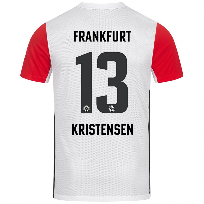 Kinderen Rasmus Kristensen #13 Wit Rood Thuisshirt Thuistenue 2024/25 T-Shirt