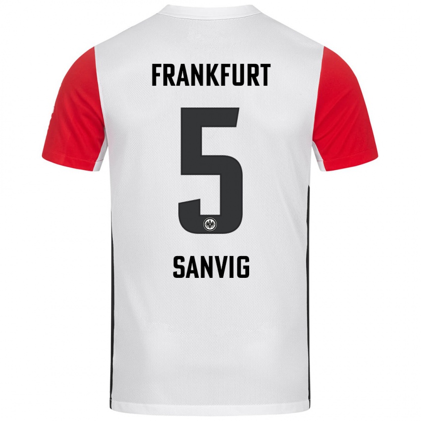 Kinderen Pernille Sanvig #5 Wit Rood Thuisshirt Thuistenue 2024/25 T-Shirt