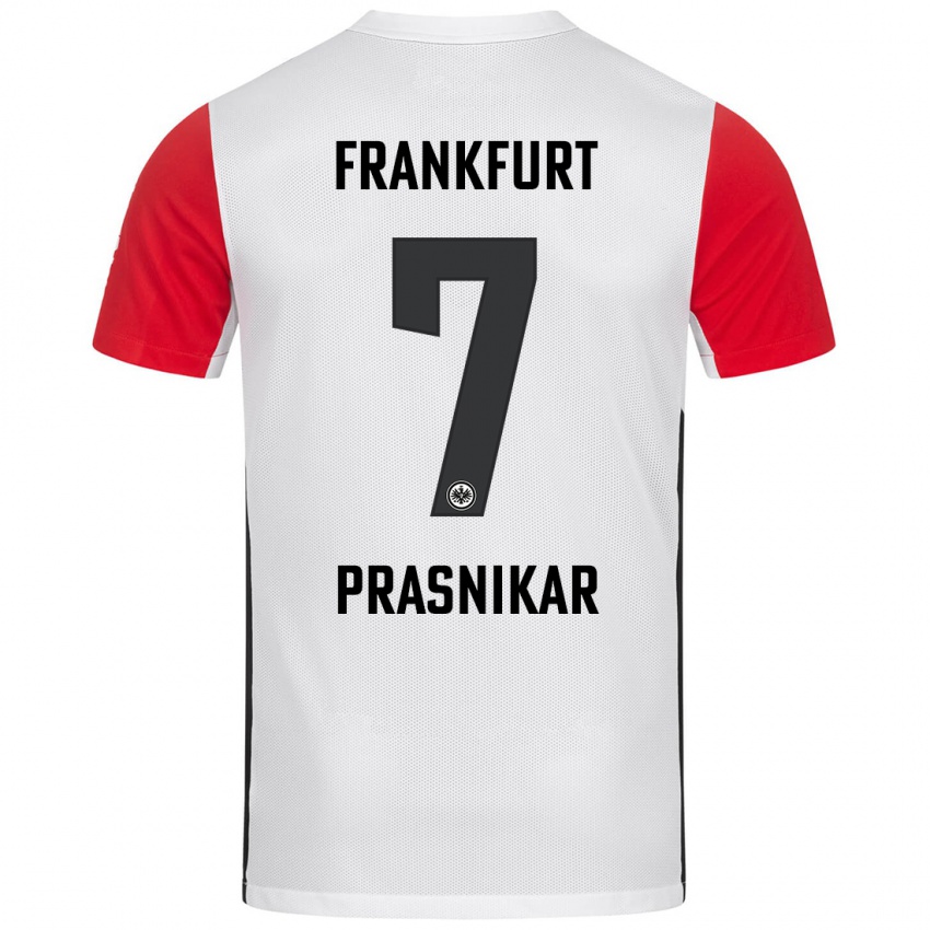 Kinderen Lara Prašnikar #7 Wit Rood Thuisshirt Thuistenue 2024/25 T-Shirt