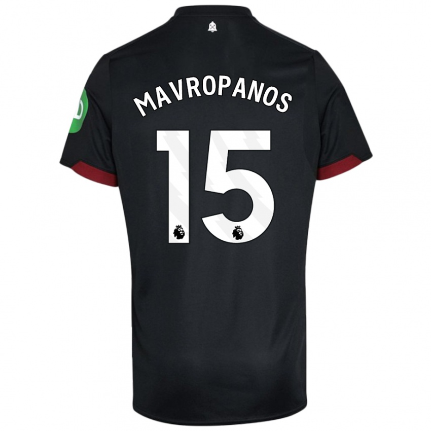 Kinderen Konstantinos Mavropanos #15 Zwart Wit Uitshirt Uittenue 2024/25 T-Shirt