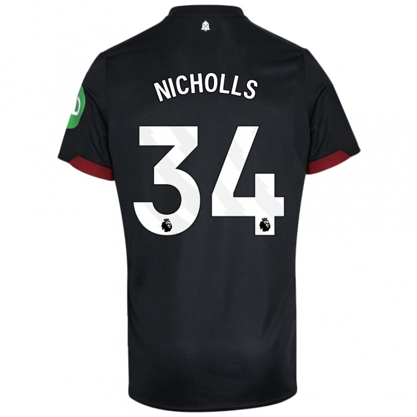 Kinderen Macey Nicholls #34 Zwart Wit Uitshirt Uittenue 2024/25 T-Shirt