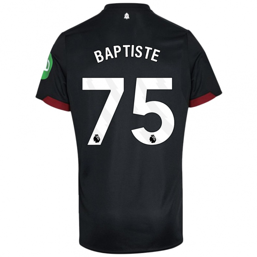 Kinderen Jamal Baptiste #75 Zwart Wit Uitshirt Uittenue 2024/25 T-Shirt