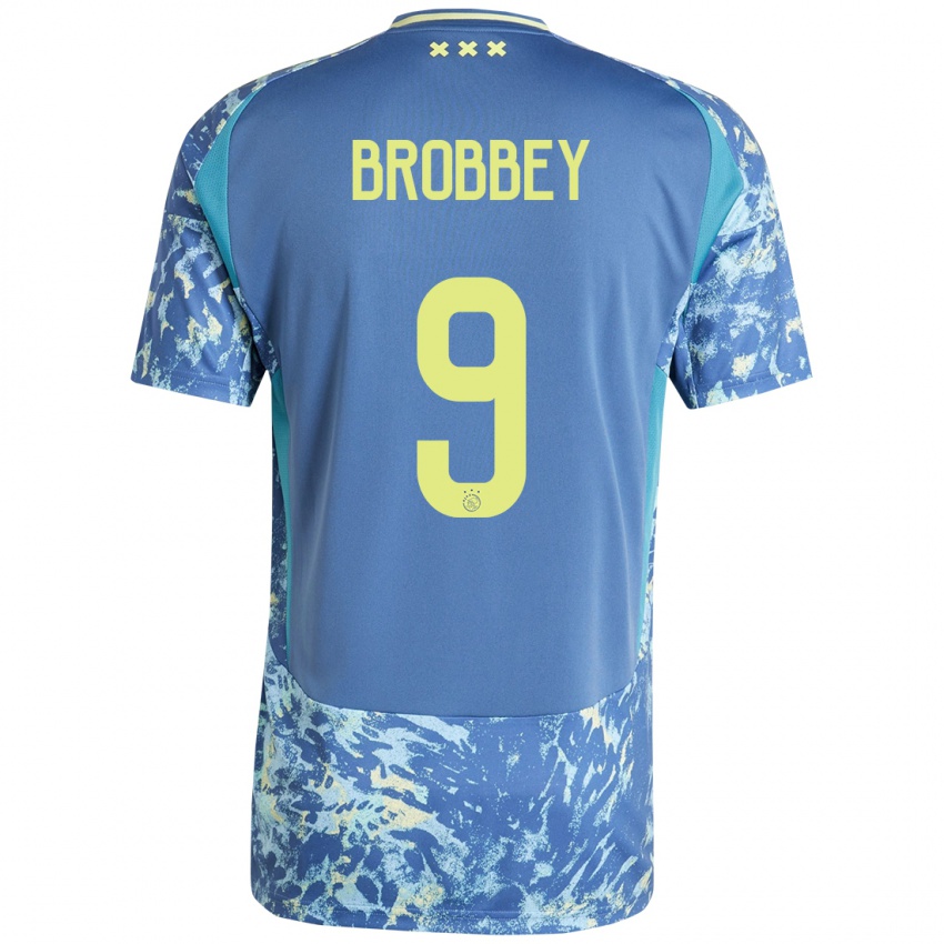 Kinderen Brian Brobbey #9 Grijs Blauw Geel Uitshirt Uittenue 2024/25 T-Shirt