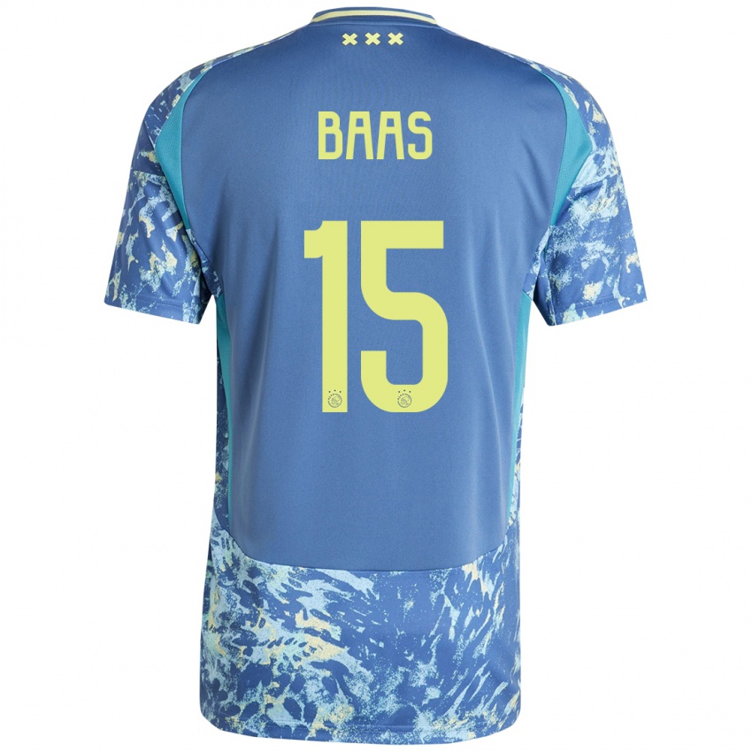 Kinderen Youri Baas #15 Grijs Blauw Geel Uitshirt Uittenue 2024/25 T-Shirt