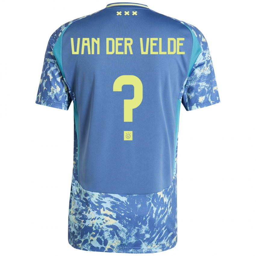 Kinderen Valentijn Van Der Velde #0 Grijs Blauw Geel Uitshirt Uittenue 2024/25 T-Shirt