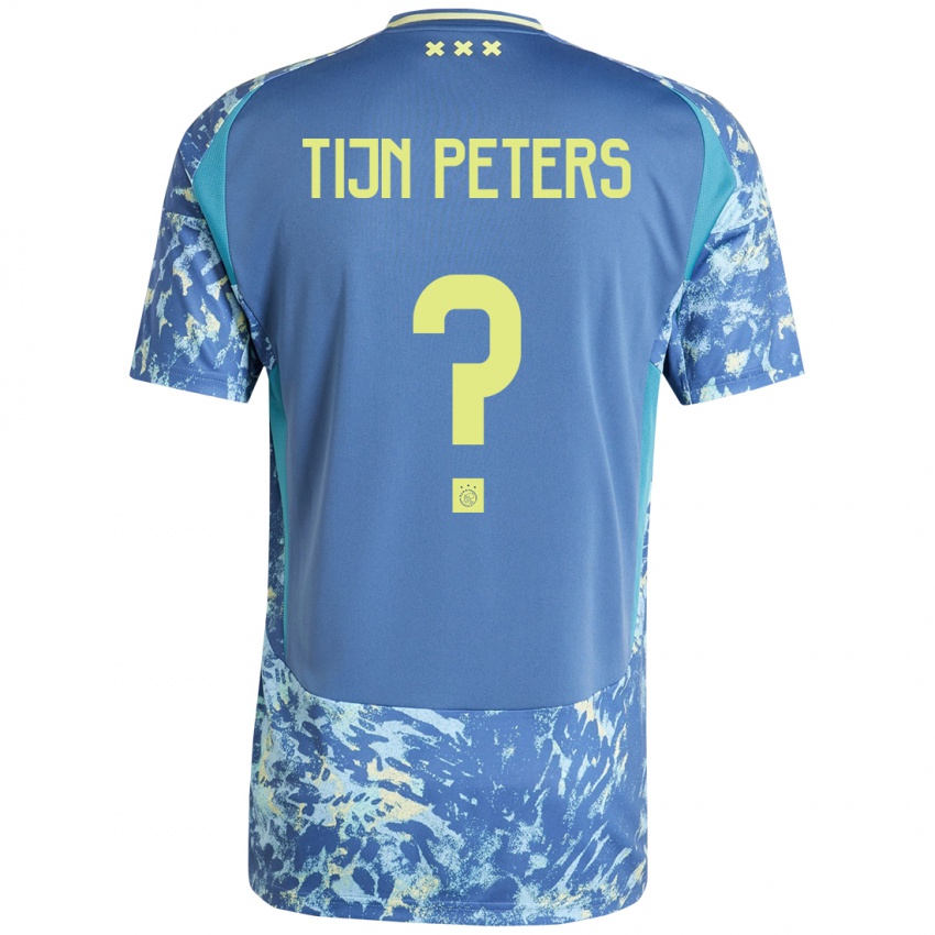 Kinderen Tijn Peters #0 Grijs Blauw Geel Uitshirt Uittenue 2024/25 T-Shirt