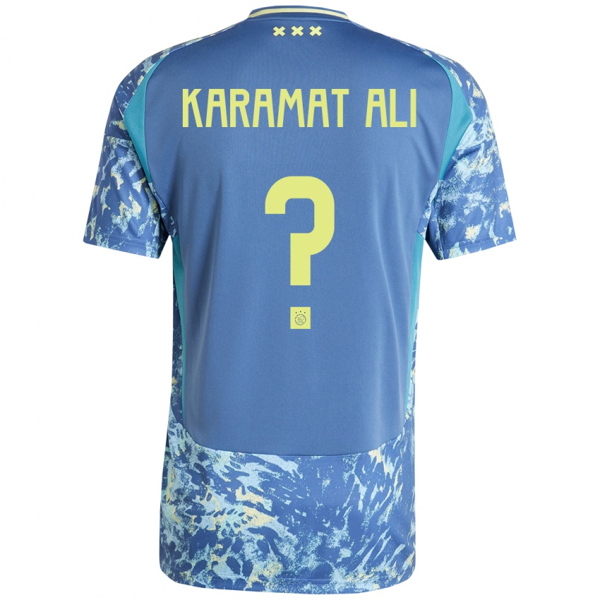 Kinderen Yaïr Karamat Ali #0 Grijs Blauw Geel Uitshirt Uittenue 2024/25 T-Shirt