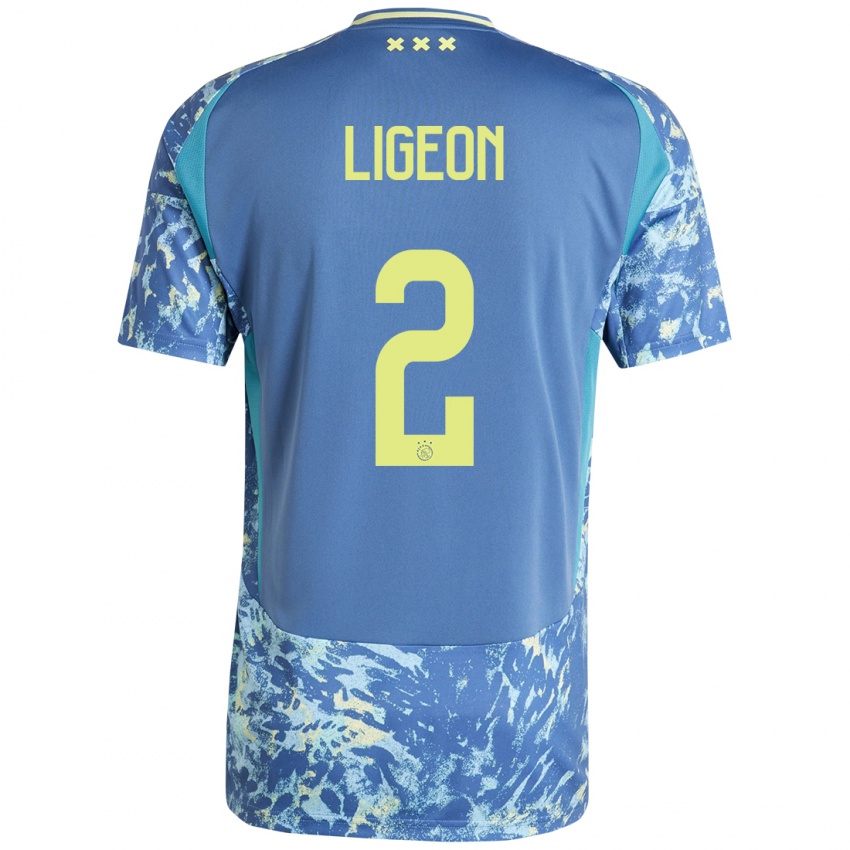 Kinderen Ruben Ligeon #2 Grijs Blauw Geel Uitshirt Uittenue 2024/25 T-Shirt