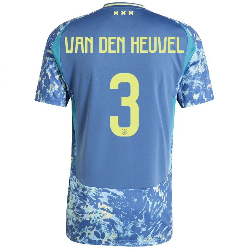 Kinderen Nino Van Den Heuvel #3 Grijs Blauw Geel Uitshirt Uittenue 2024/25 T-Shirt