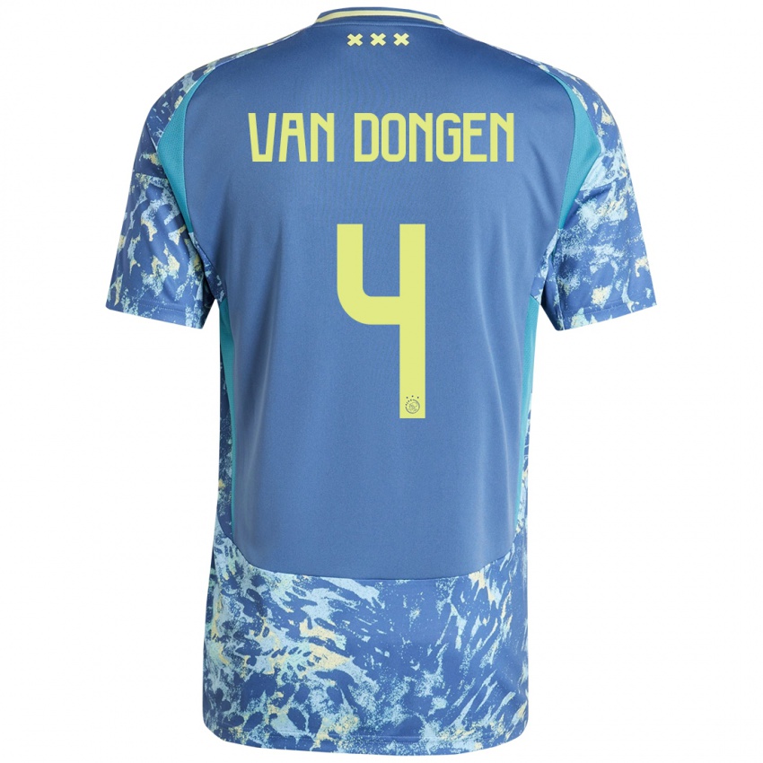 Kinderen Bram Van Dongen #4 Grijs Blauw Geel Uitshirt Uittenue 2024/25 T-Shirt