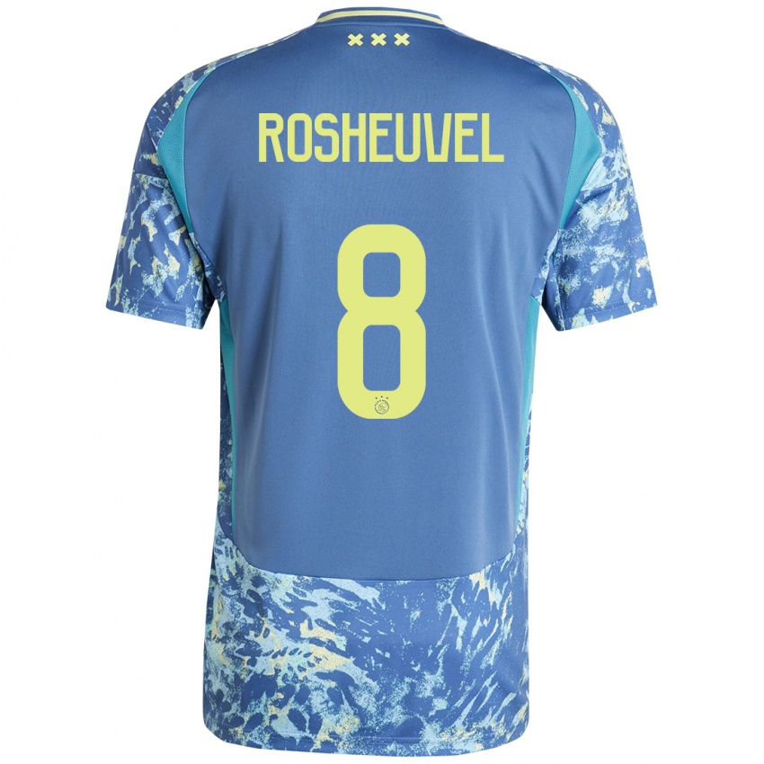 Kinderen Darren Rosheuvel #8 Grijs Blauw Geel Uitshirt Uittenue 2024/25 T-Shirt