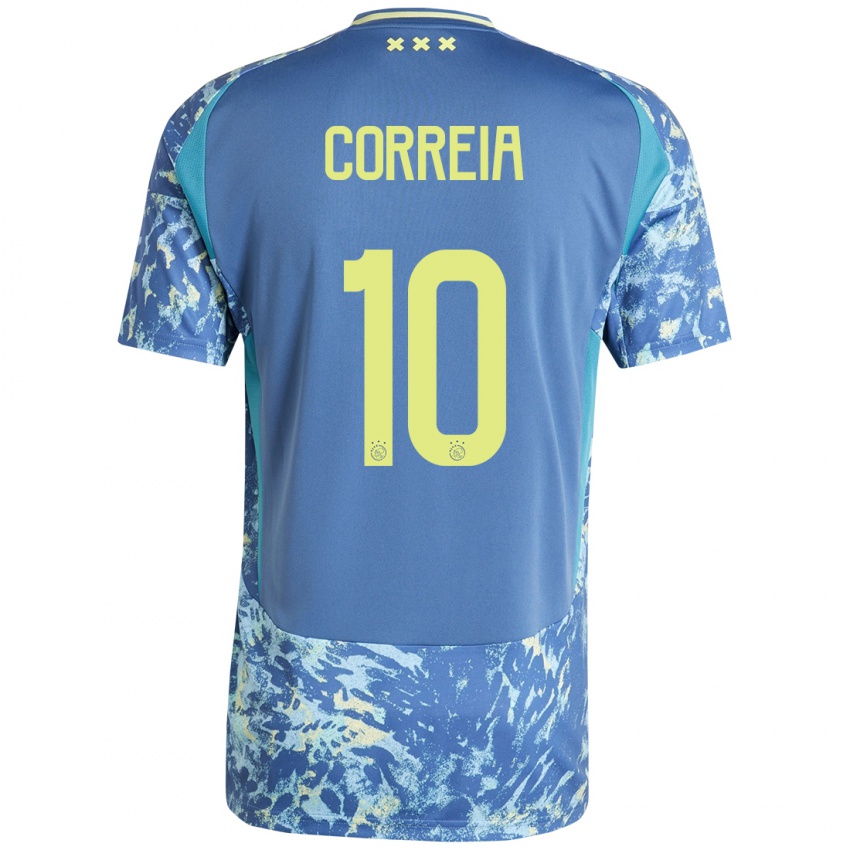 Kinderen Tim Correia #10 Grijs Blauw Geel Uitshirt Uittenue 2024/25 T-Shirt