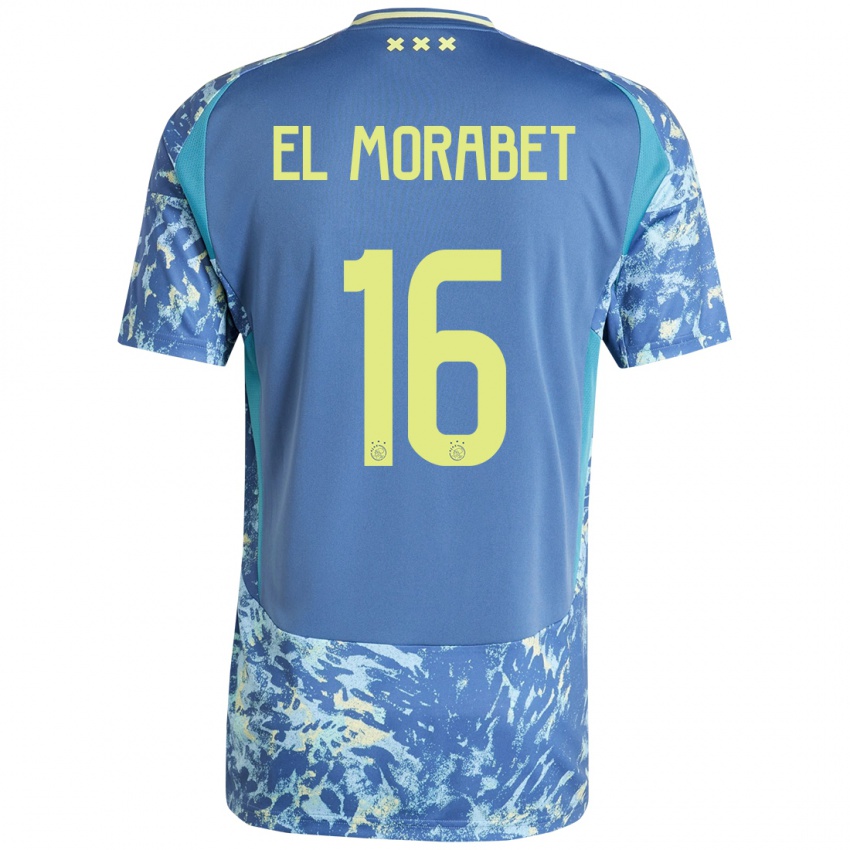 Kinderen Younes El Morabet #16 Grijs Blauw Geel Uitshirt Uittenue 2024/25 T-Shirt