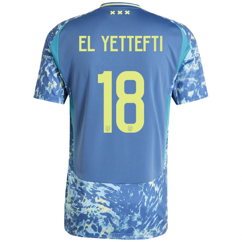 Kinderen Adil Amghar El Yettefti #18 Grijs Blauw Geel Uitshirt Uittenue 2024/25 T-Shirt