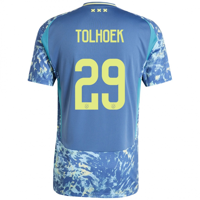 Kinderen Danique Tolhoek #29 Grijs Blauw Geel Uitshirt Uittenue 2024/25 T-Shirt