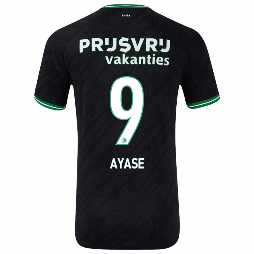 Kinderen Ayase Ueda #9 Zwart Groen Uitshirt Uittenue 2024/25 T-Shirt