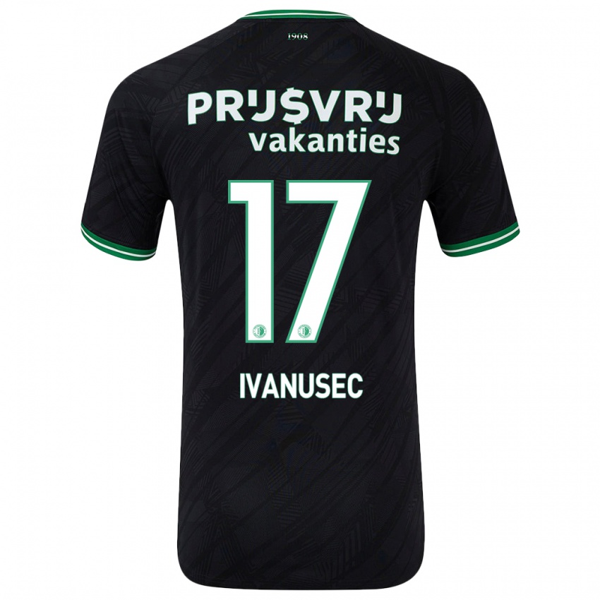 Kinderen Luka Ivanusec #17 Zwart Groen Uitshirt Uittenue 2024/25 T-Shirt