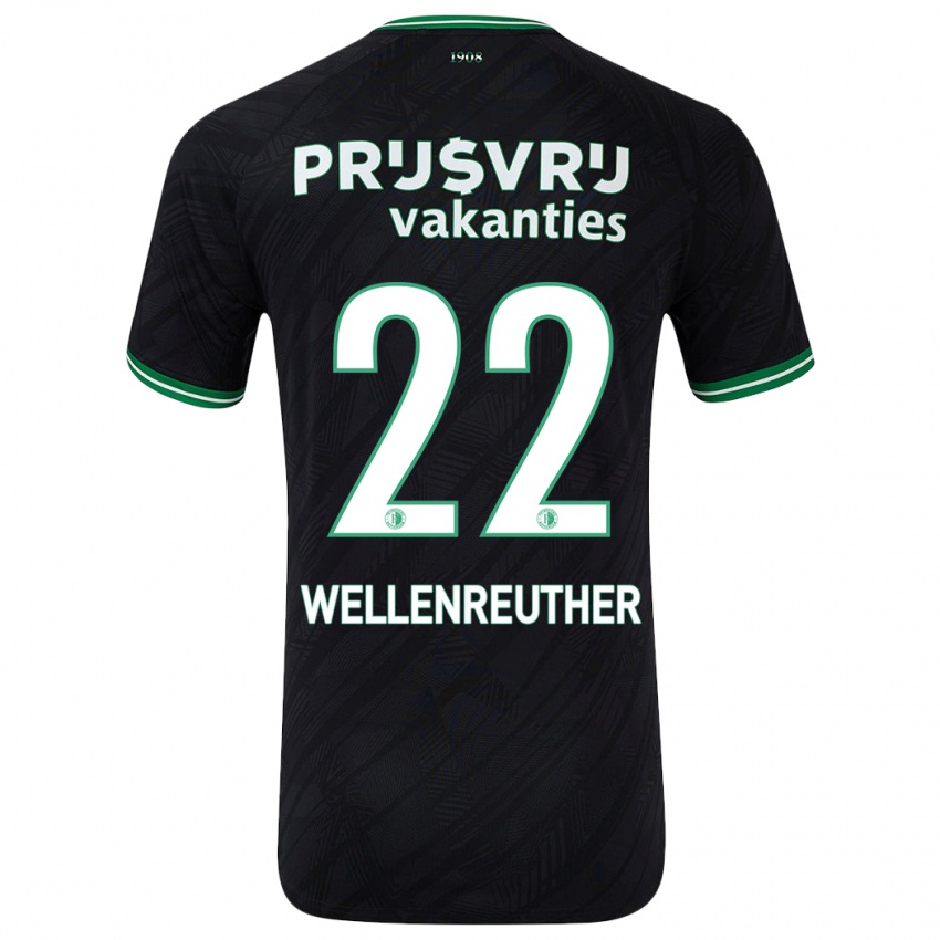 Kinderen Timon Wellenreuther #22 Zwart Groen Uitshirt Uittenue 2024/25 T-Shirt