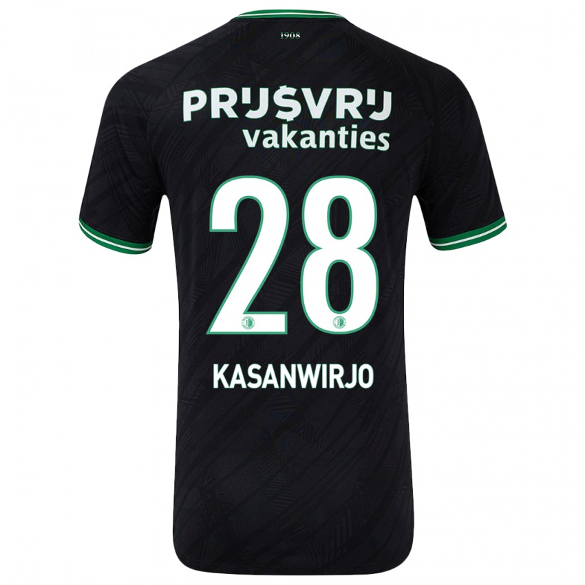 Kinderen Neraysho Kasanwirjo #28 Zwart Groen Uitshirt Uittenue 2024/25 T-Shirt