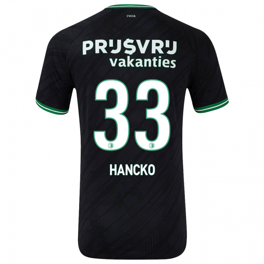 Kinderen David Hancko #33 Zwart Groen Uitshirt Uittenue 2024/25 T-Shirt