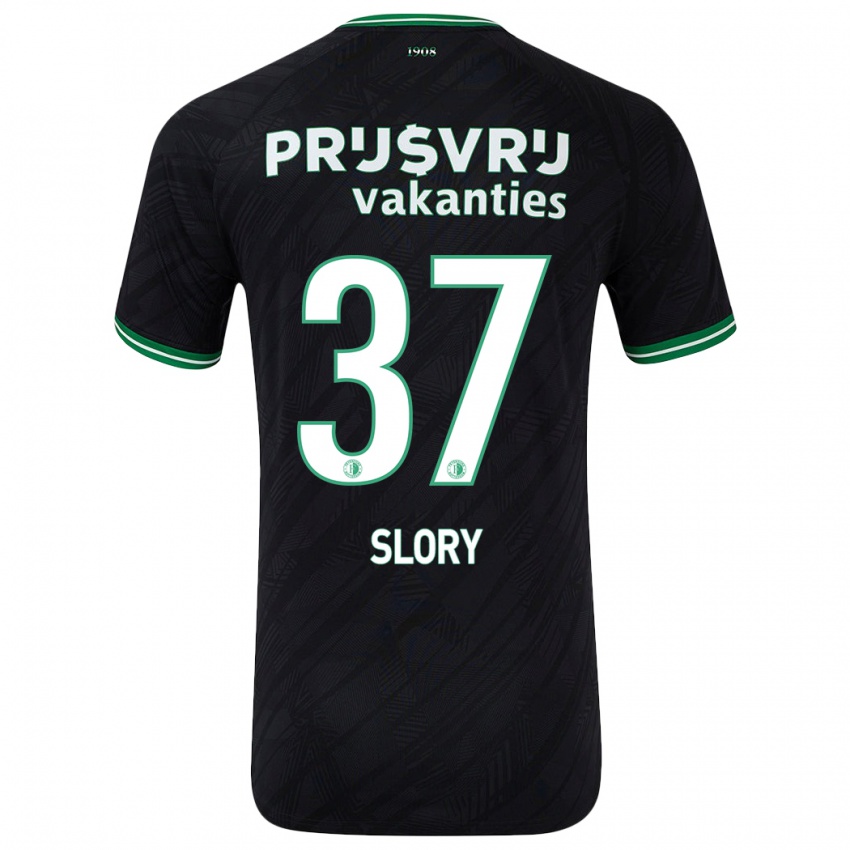 Kinderen Jaden Slory #37 Zwart Groen Uitshirt Uittenue 2024/25 T-Shirt