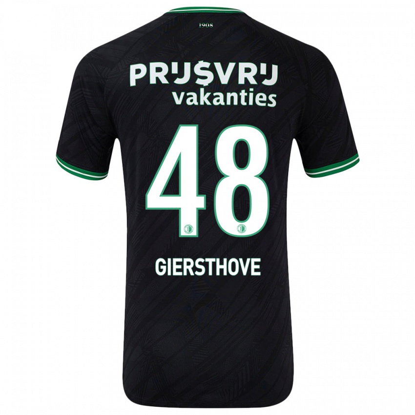 Kinderen Djomar Giersthove #48 Zwart Groen Uitshirt Uittenue 2024/25 T-Shirt