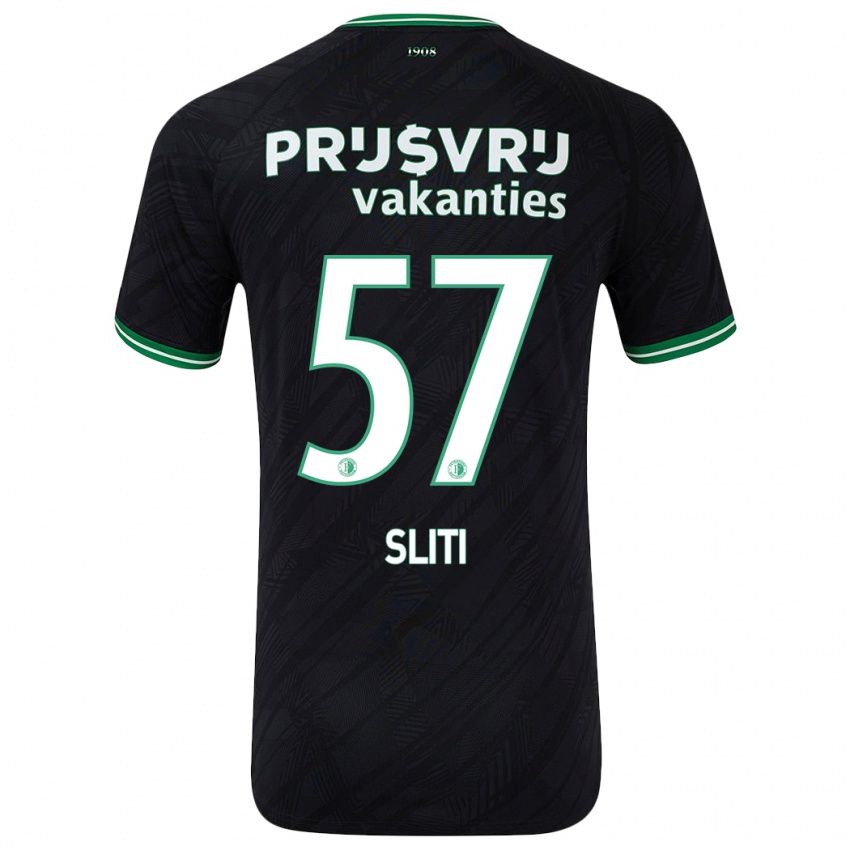 Kinderen Aymen Sliti #57 Zwart Groen Uitshirt Uittenue 2024/25 T-Shirt