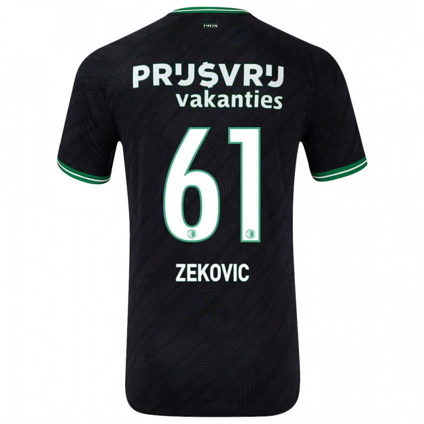 Kinderen Aleks Zekovic #61 Zwart Groen Uitshirt Uittenue 2024/25 T-Shirt