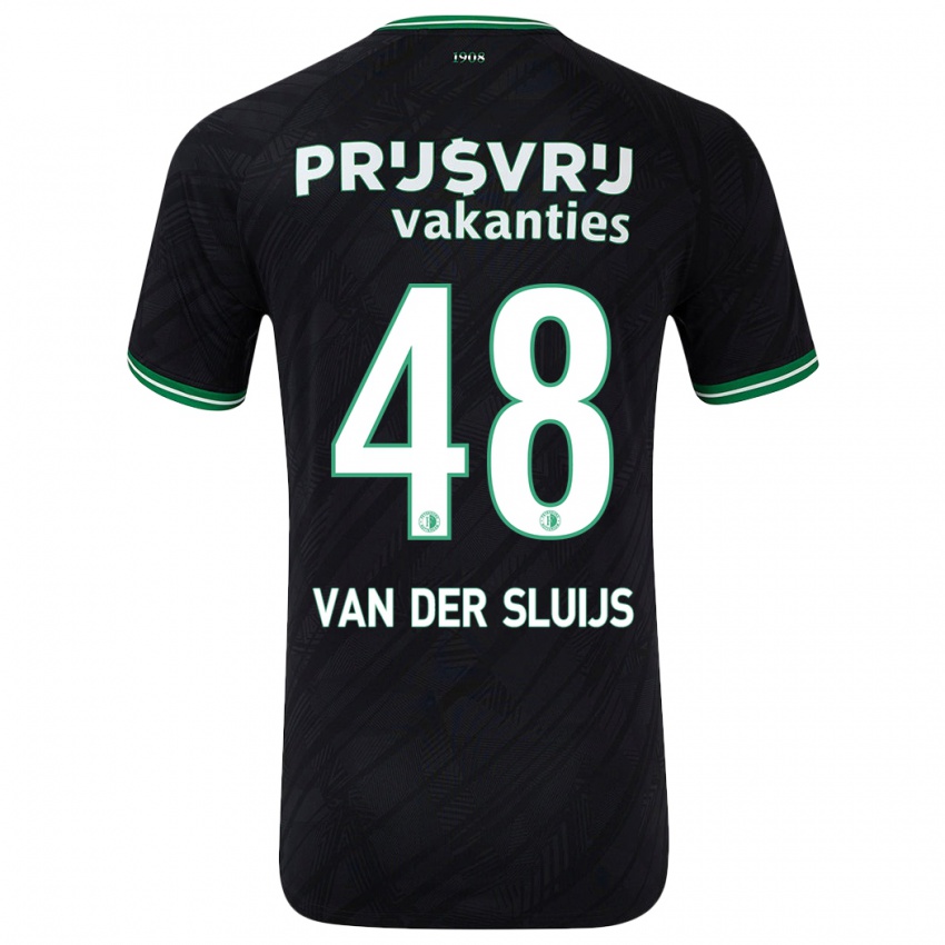 Kinderen Joep Van Der Sluijs #48 Zwart Groen Uitshirt Uittenue 2024/25 T-Shirt