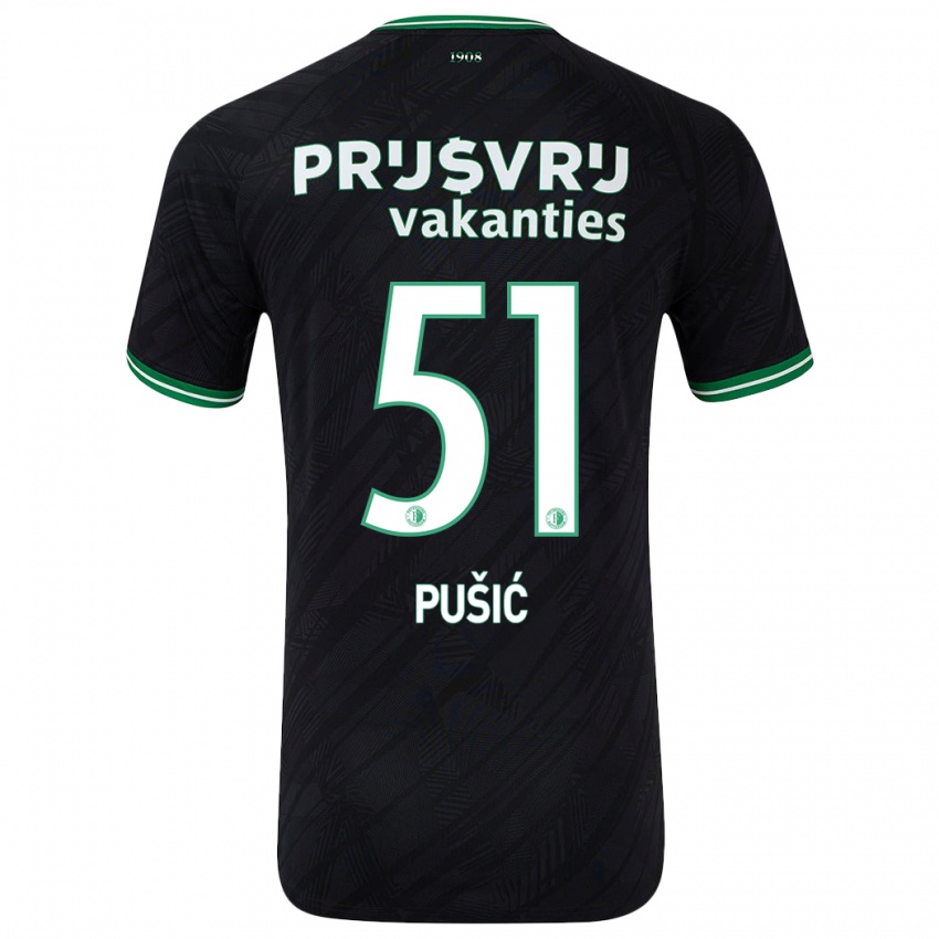 Kinderen Noah Pušić #51 Zwart Groen Uitshirt Uittenue 2024/25 T-Shirt