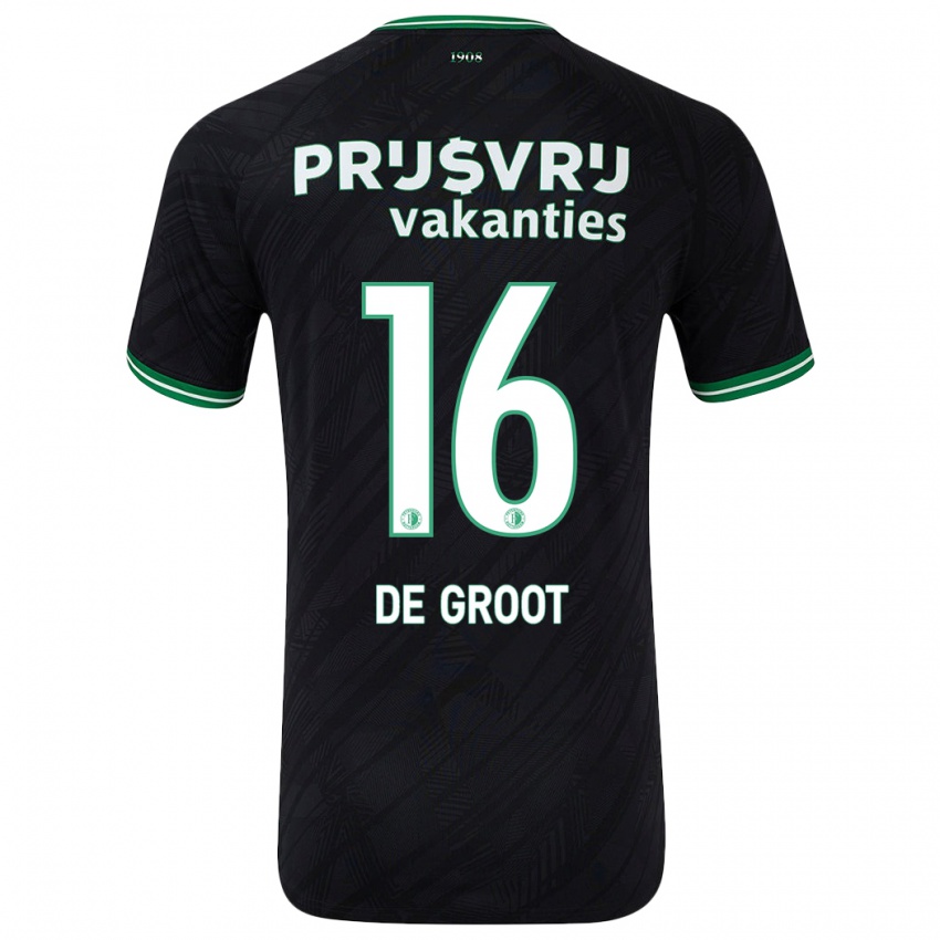 Kinderen Jasmijn De Groot #16 Zwart Groen Uitshirt Uittenue 2024/25 T-Shirt