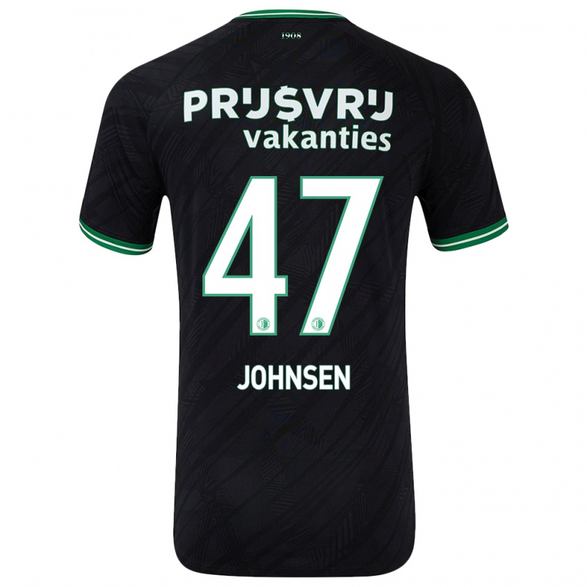 Kinderen Mikael Torset Johnsen #47 Zwart Groen Uitshirt Uittenue 2024/25 T-Shirt