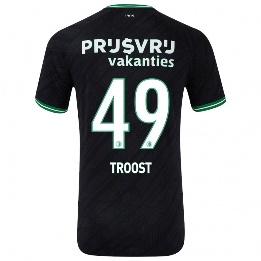 Kinderen Tein Troost #49 Zwart Groen Uitshirt Uittenue 2024/25 T-Shirt